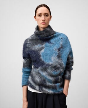 Jersey asimétrico punto jacquard mujer