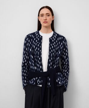 Cárdigan estampado punto jacquard mujer