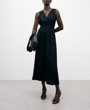 Black crinkle stitched jumpsuit woman