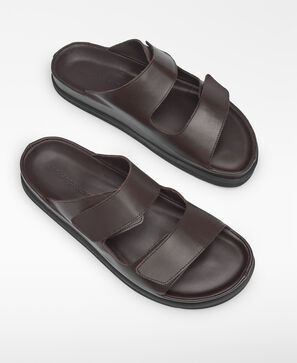 Sandales en cuir à fermeture velcro homme