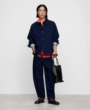 Denim barrel fit trousers