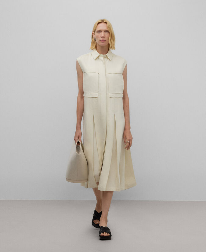 Adolfo dominguez Vestido tejido de lino natural mujer