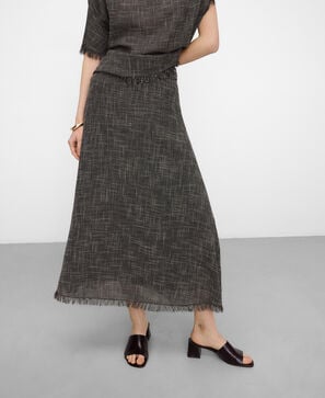 Falda midi desflecada