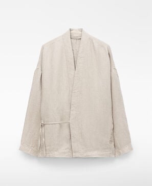 European linen wrap kimono jacket