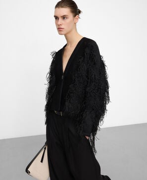 Short cardigan with fringe