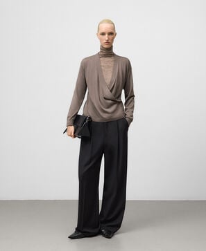 Merino wool wrap cardigan woman