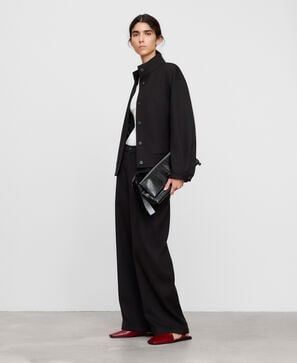 Elastic waistband barrel fit trousers
