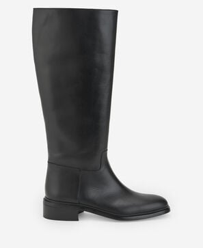 Women's knee high black leather boot
