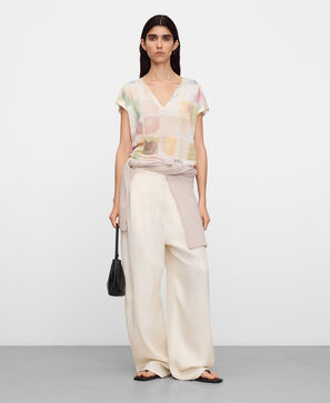 European linen printed T-shirt