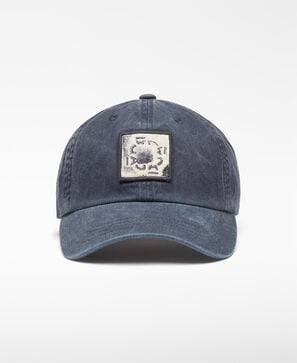 Cotton denim cap with patch man