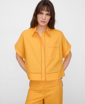 Cotton shirt with lace trim