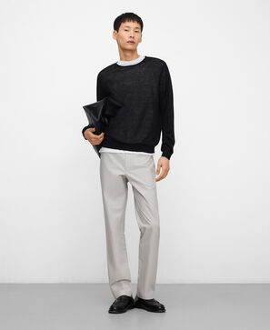Cotton poplin straight trousers