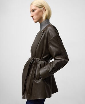 Non-Leather straight-cut jacket woman