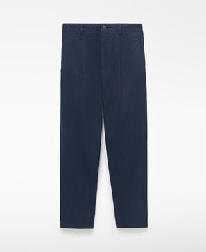 Organic cotton pleated chino trousers