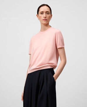 Jersey manga corta lana merino mujer