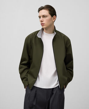 Reversible jacket with strip collar man