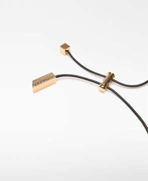 Gathered linen hoop necklace woman