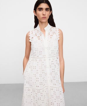 Vestido bordado ingl&eacute;s cuello chimenea