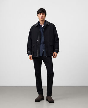 Checkered spread collar shirt man