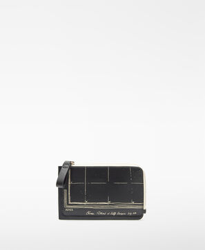 Leather map-printed wallet