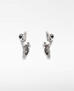 Pendientes metálicos con perla mujer