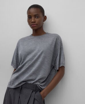 Jersey manga corta lana merino mujer