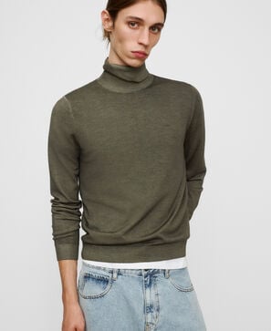Garment-dyed merino wool sweater