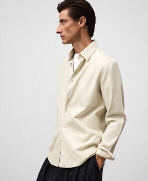 Camisa cuello italiano algodón hombre