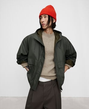 Cotton hooded short parka