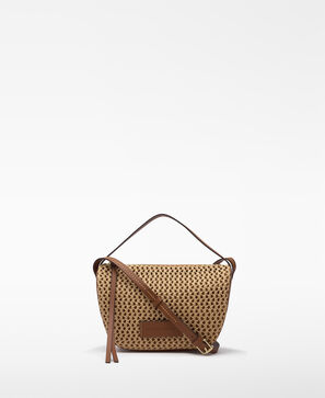 Mala bowling mini com textura de ráfia para mulher