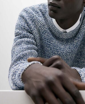 Mixed blue crew neckline sweater