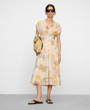 Cotton ruched printed dress