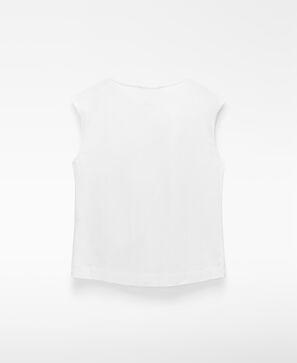 Cotton draped collar straight-cut shirt