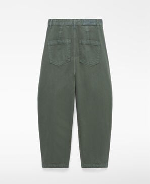 Cal&ccedil;a de algod&atilde;o jeans com ajuste em barril,