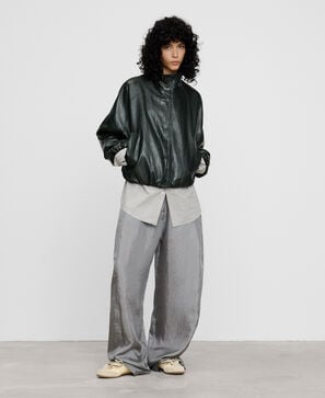 Satin barrel fit trousers
