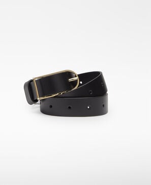 Leather black belt woman