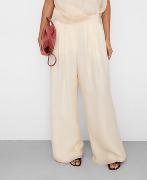 Double-fabric pleated trousers