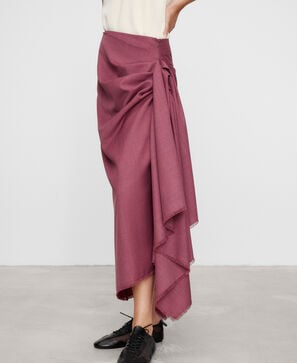 Long skirt with side draping