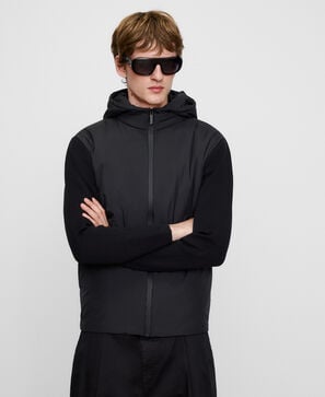 Jacke mit Kapuze aus Nylon und Strick