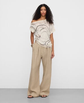 Asymmetrisches Top aus bedrucktem Strick