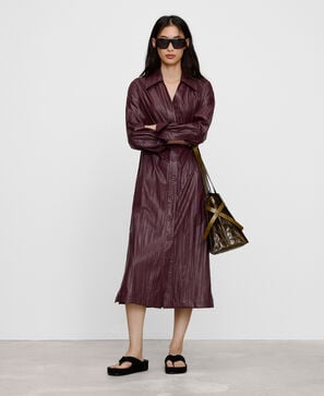 Wrinkled-effect Non-Leather dress