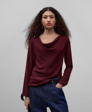 Top cuello drapeado mujer