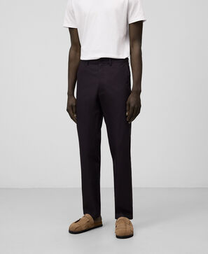 Calças retas em popeline de algodão para homem