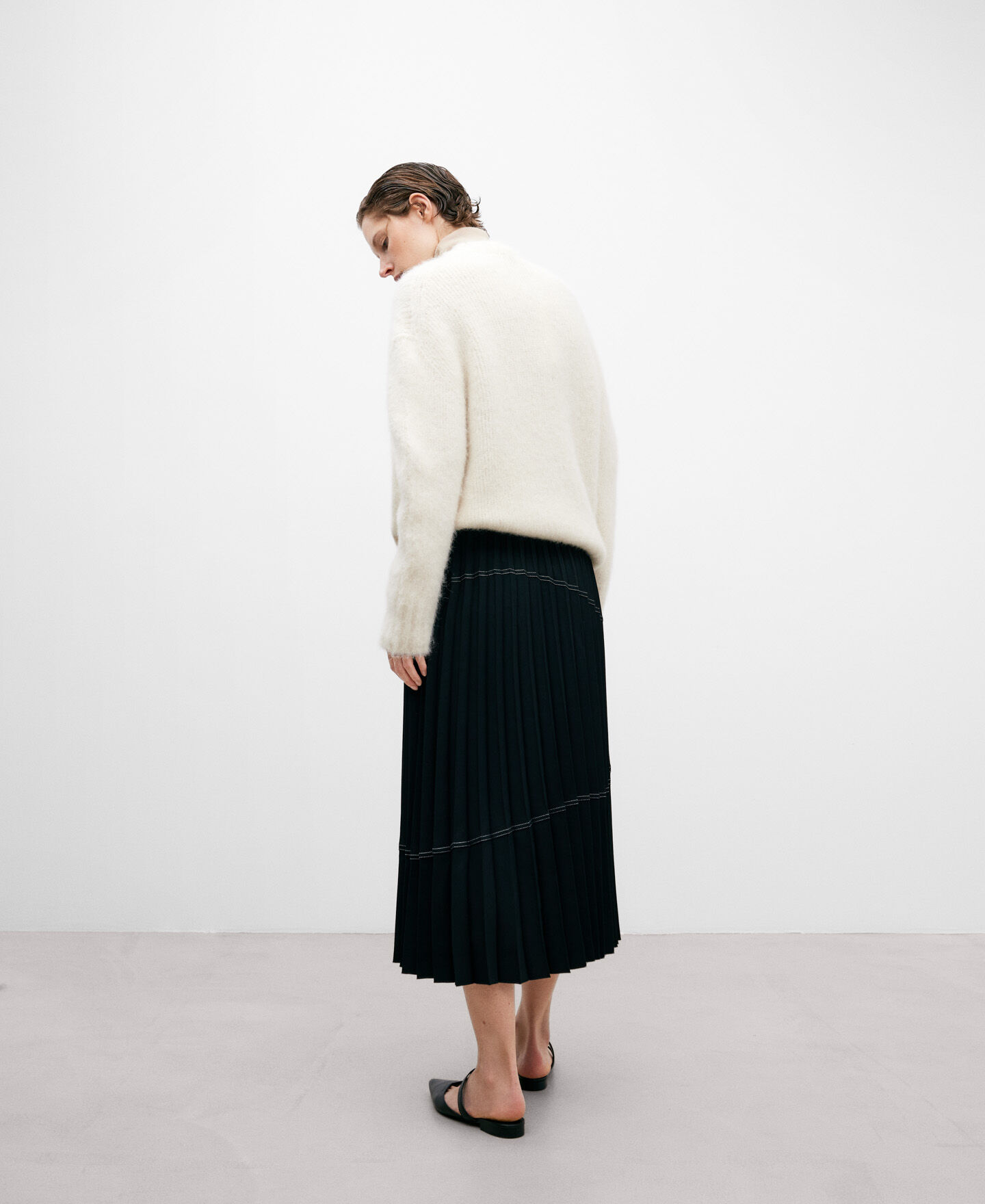 Jupe plissée noire zara sales