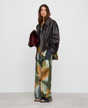 Pantalon droit fluide imprim&eacute;