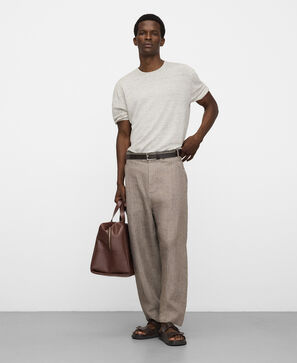 Linen relaxed fit melange knit T-shirt