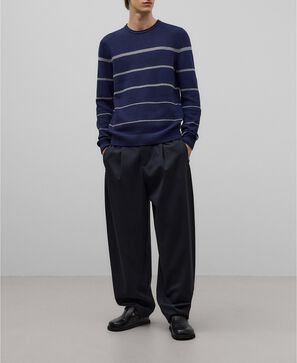 Navy blue striped sweater man
