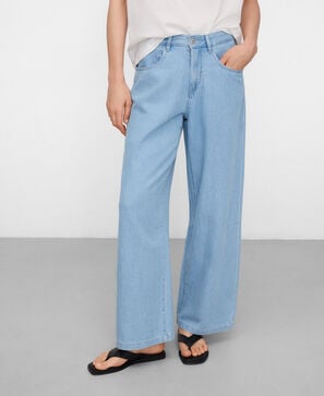 Cotton denim oversize trousers