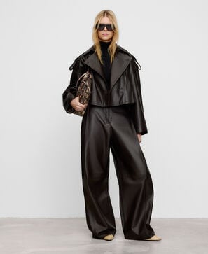 Baggy-Lederhose mit seitlichen Falten