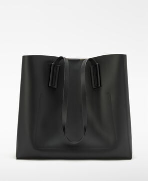 Mica leather horizontal shopper bag